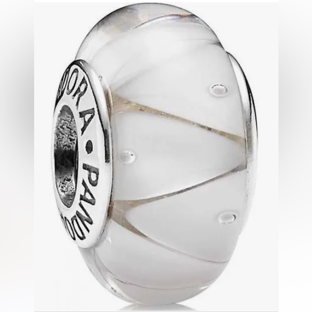 Pandora Charm White Triangle Looking Glass Murano